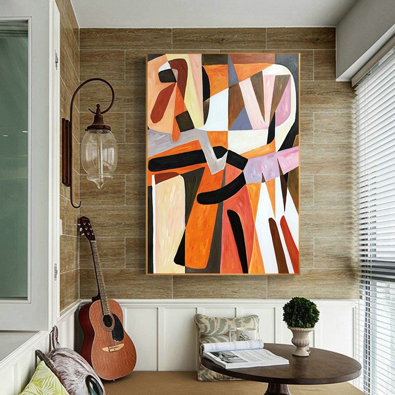 Pintura al óleo pintada a mano abstracta decorativa para pasillo