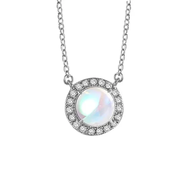 Cadena de clavícula con colgante redondo para mujer