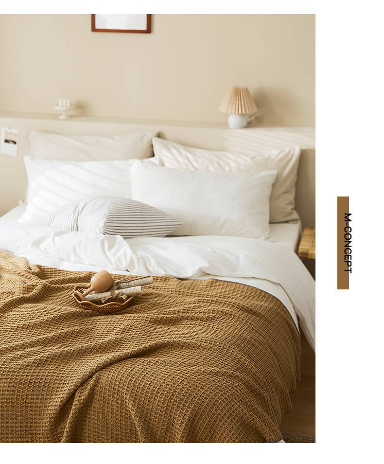Manta de punto para siesta de oficina con diseño de gofre de algodón Noxesman