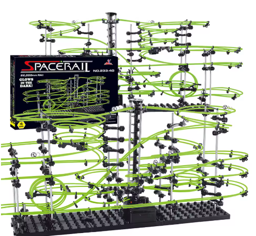Juego de bolas de mármol para pista de montaña rusa Spacerail para adultos, juguetes creativos de bloques de construcción, 488 piezas, nivel 4, versión luminosa