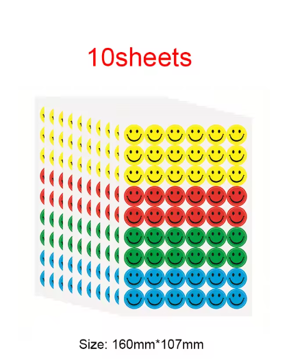 10/20 hojas de pegatinas con cara sonriente para niños, profesores, aulas, incentivos, recompensas, decoración de álbumes de recortes hechos a mano, regalo