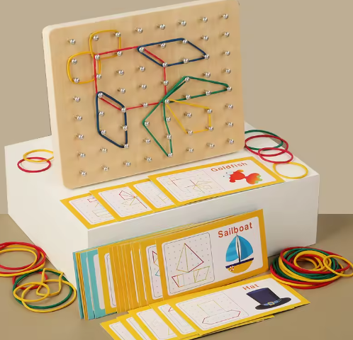 Tablero geométrico de madera Montessori para niños, educación matemática, bloques manipulativos, tablero geométrico, rompecabezas de habilidad práctica, juguete sensorial