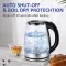 Hervidor de agua eléctrico de 1,8 l, de boca ancha con luz LED, apagado automático y protección contra ebullición en seco, de cristal negro.