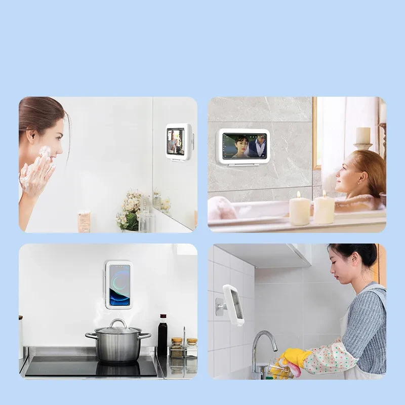 Caja de teléfono para ducha, baño, impermeable, funda para teléfono, sello protector, pantalla táctil, soporte para teléfono móvil para cocina, dispositivo manos libres