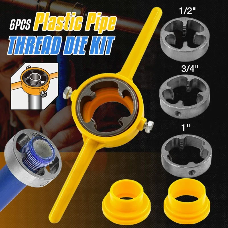 Kit de 6 matrices de rosca para tubos de plástico
