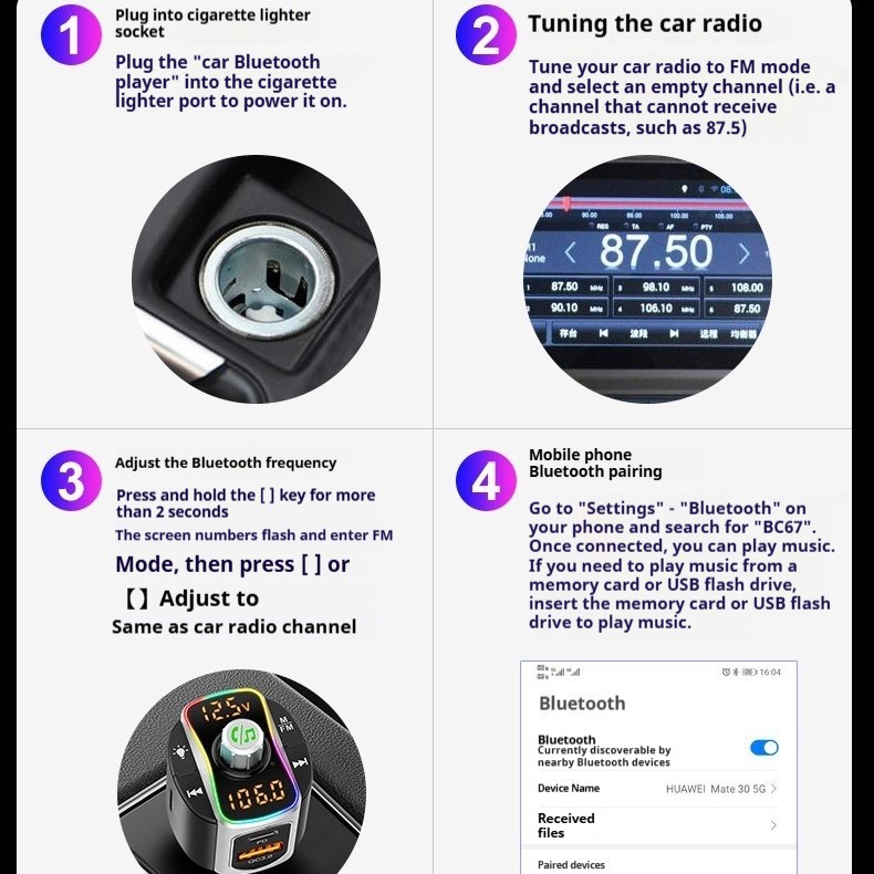 Receptor Bluetooth para coche MP3 con pantalla dual