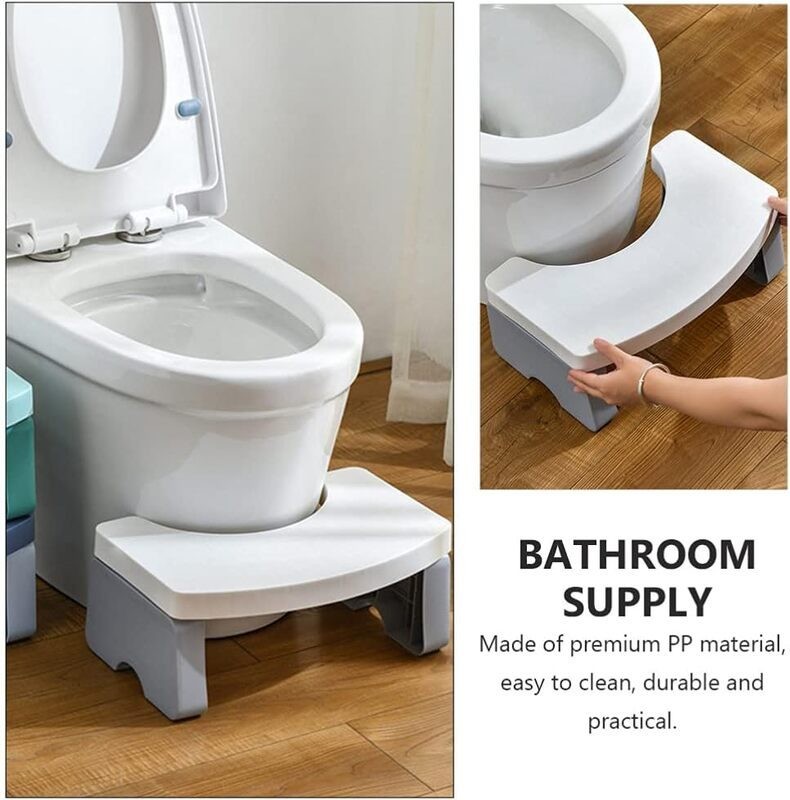 Taburete de baño con escalón para inodoro, reposapiés azul