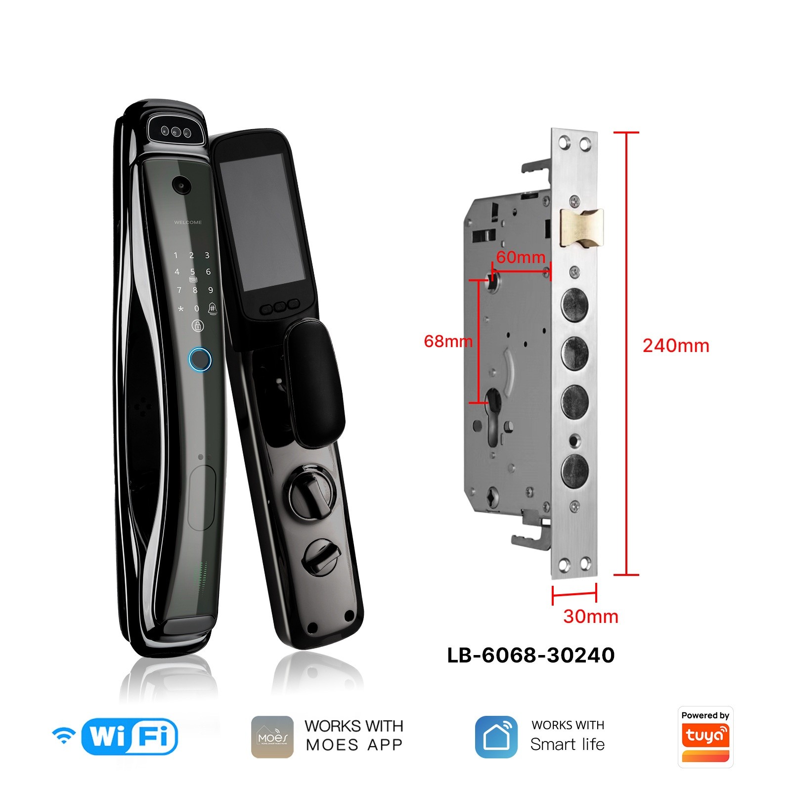 Cerradura de puerta de seguridad inteligente con reconocimiento facial