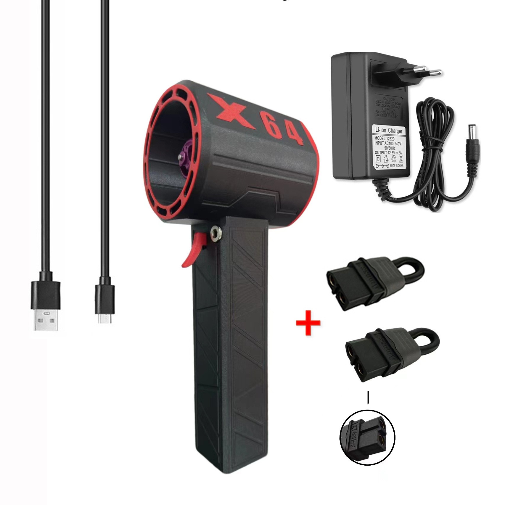 Secador de pelo portátil de mano de grado industrial con ventilador turbo de 64 mm y potencia de hasta 1400 g para lavado de autos