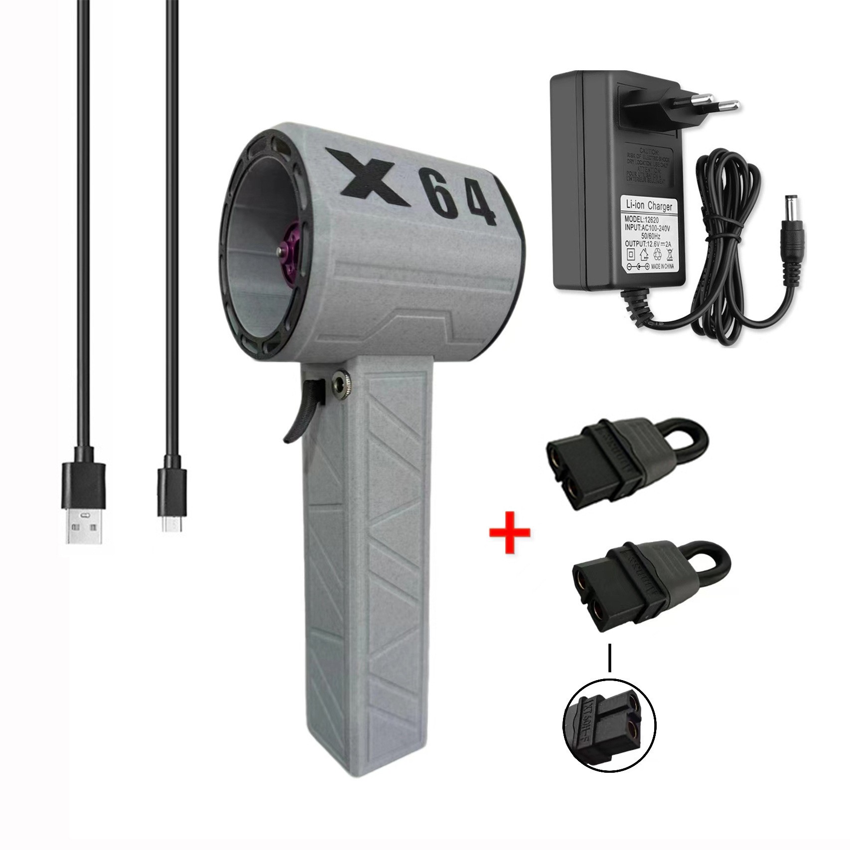 Secador de pelo portátil de mano de grado industrial con ventilador turbo de 64 mm y potencia de hasta 1400 g para lavado de autos