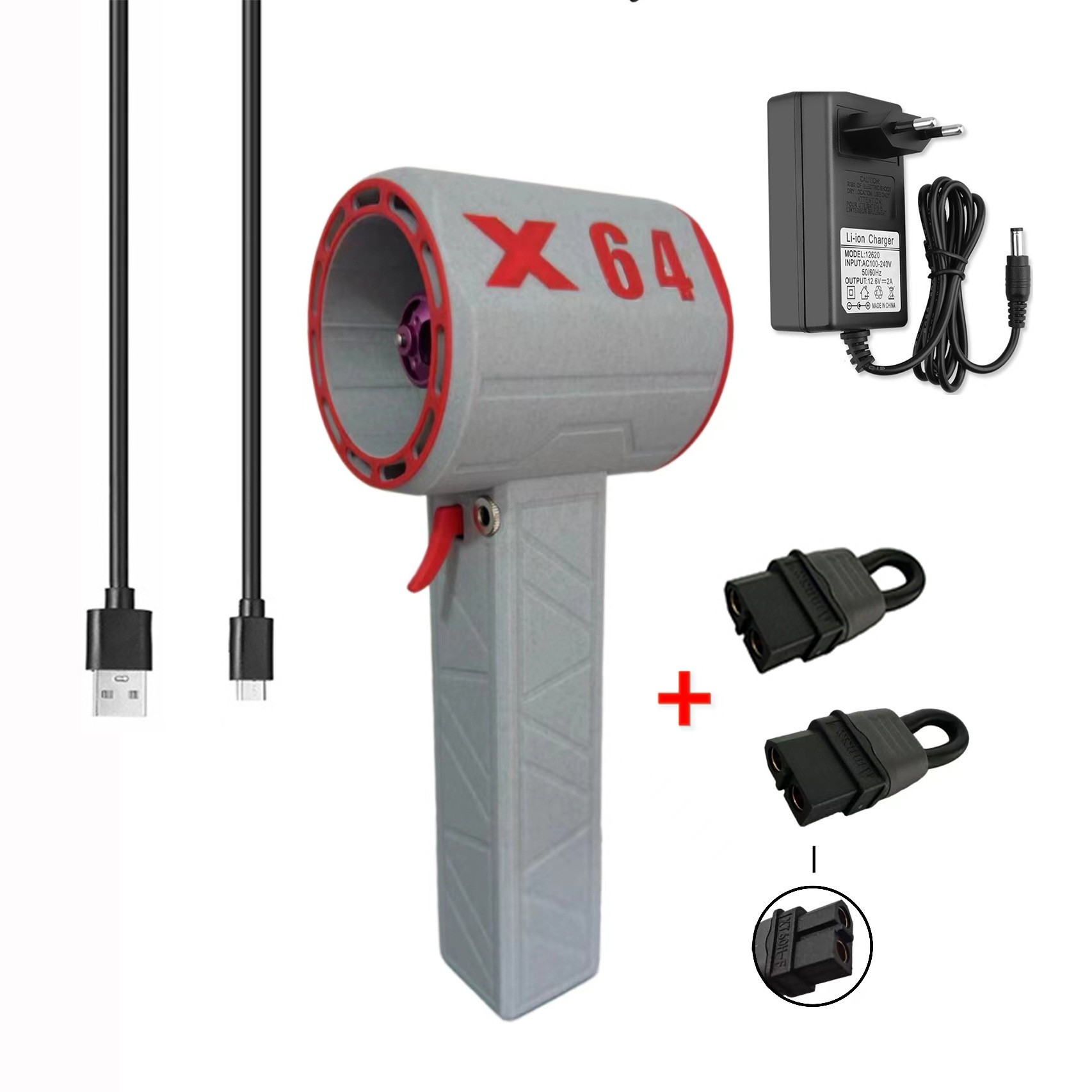 Secador de pelo portátil de mano de grado industrial con ventilador turbo de 64 mm y potencia de hasta 1400 g para lavado de autos