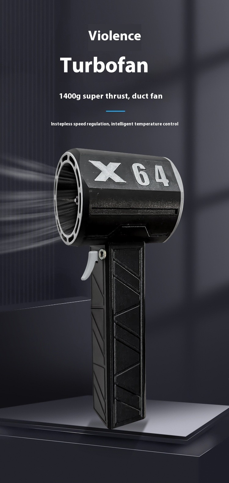 Secador de pelo portátil de mano de grado industrial con ventilador turbo de 64 mm y potencia de hasta 1400 g para lavado de autos