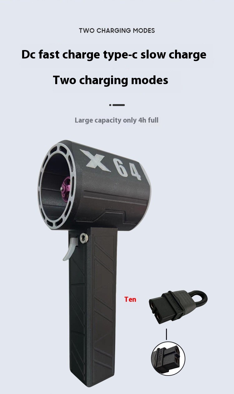 Secador de pelo portátil de mano de grado industrial con ventilador turbo de 64 mm y potencia de hasta 1400 g para lavado de autos