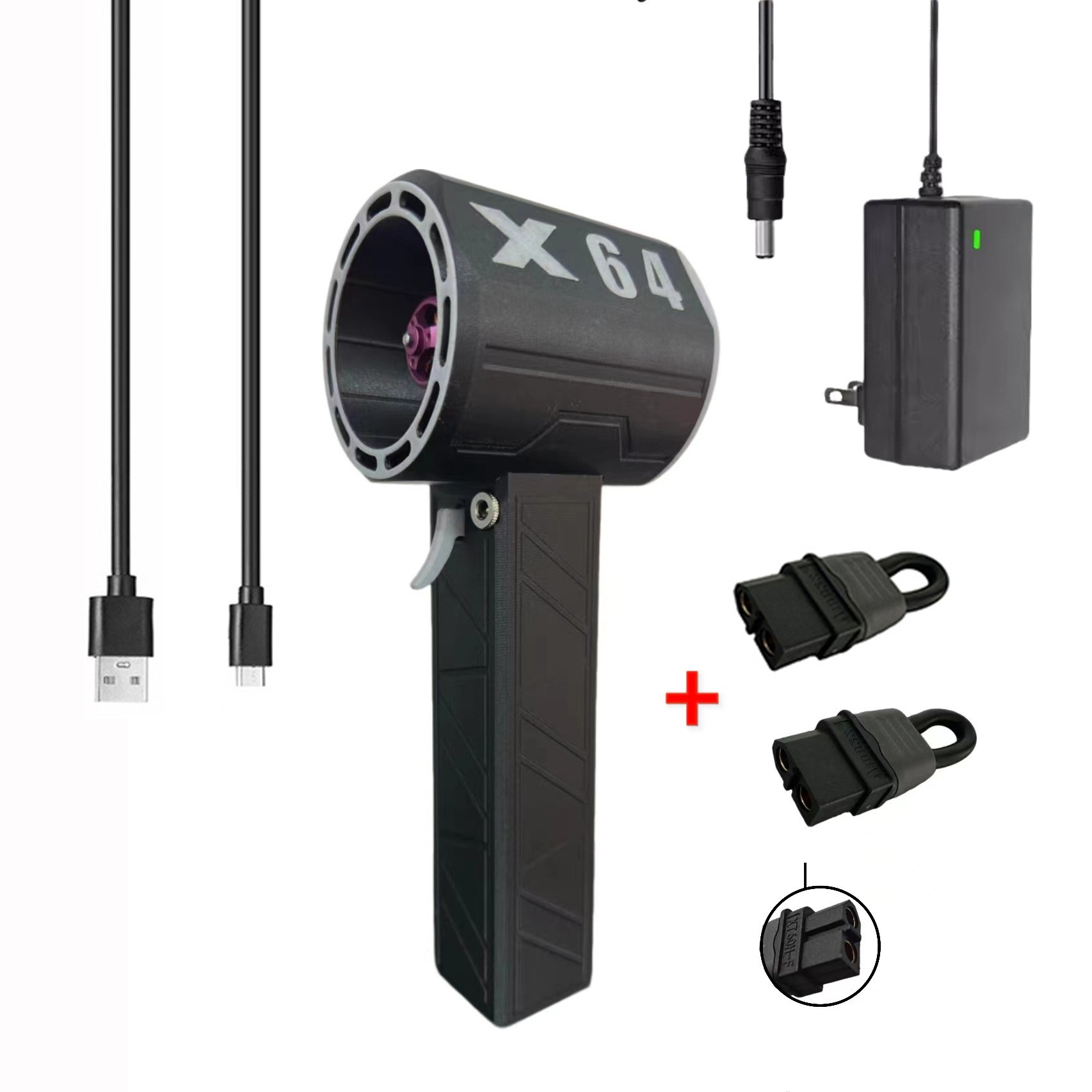 Secador de pelo portátil de mano de grado industrial con ventilador turbo de 64 mm y potencia de hasta 1400 g para lavado de autos