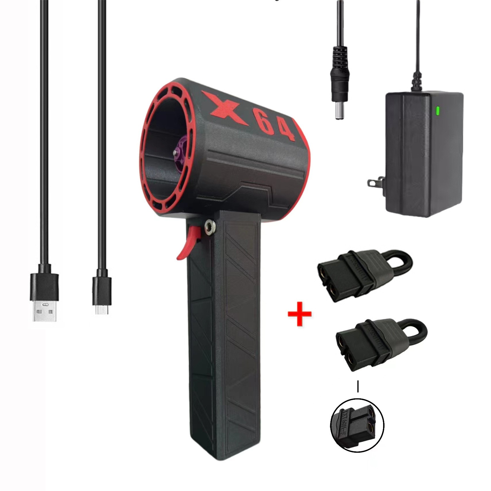 Secador de pelo portátil de mano de grado industrial con ventilador turbo de 64 mm y potencia de hasta 1400 g para lavado de autos