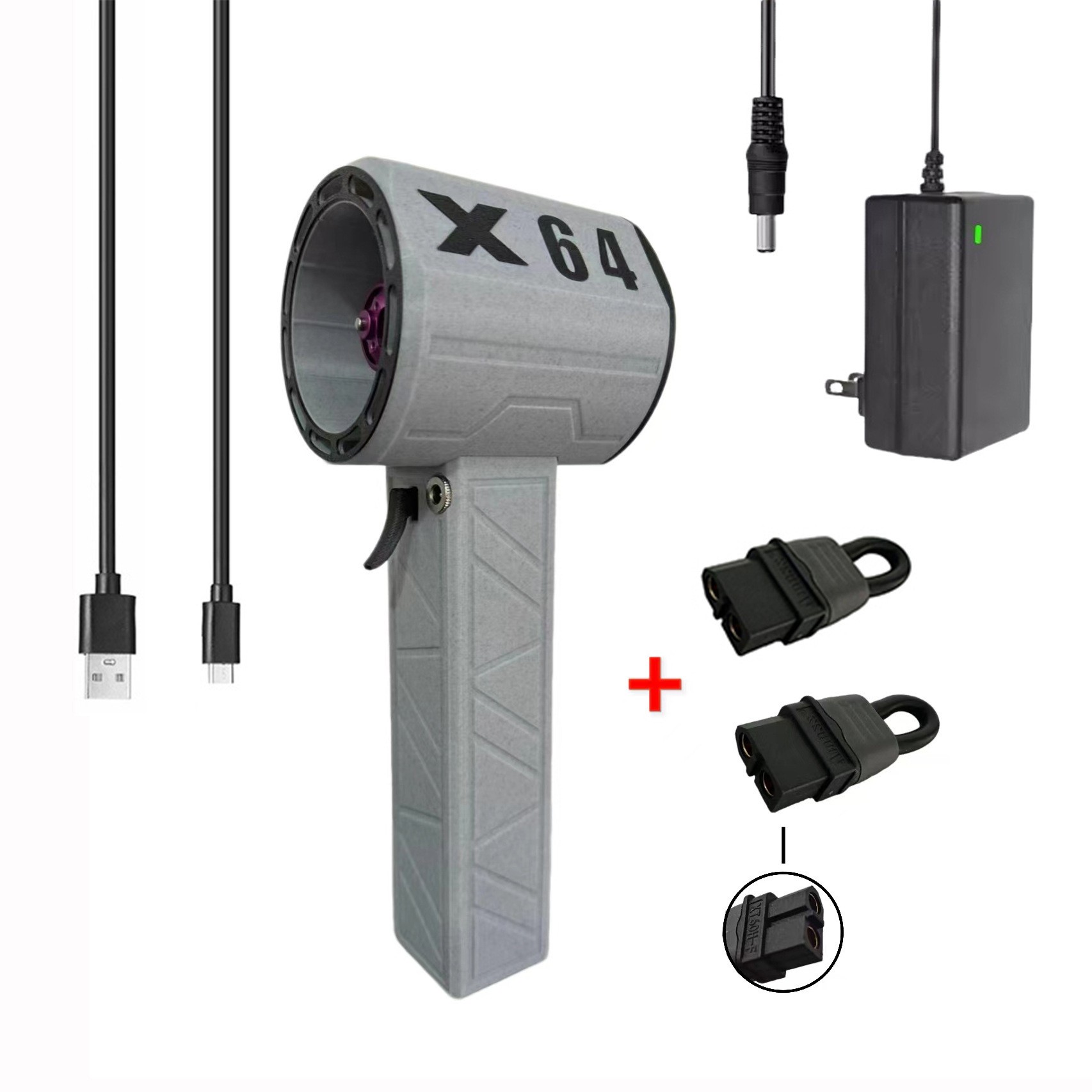 Secador de pelo portátil de mano de grado industrial con ventilador turbo de 64 mm y potencia de hasta 1400 g para lavado de autos