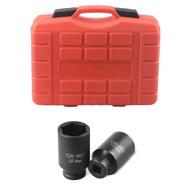 Juego de 9 dados de impacto profundos de 1/2" para tuercas de eje y cubo, 6 puntas, métrico