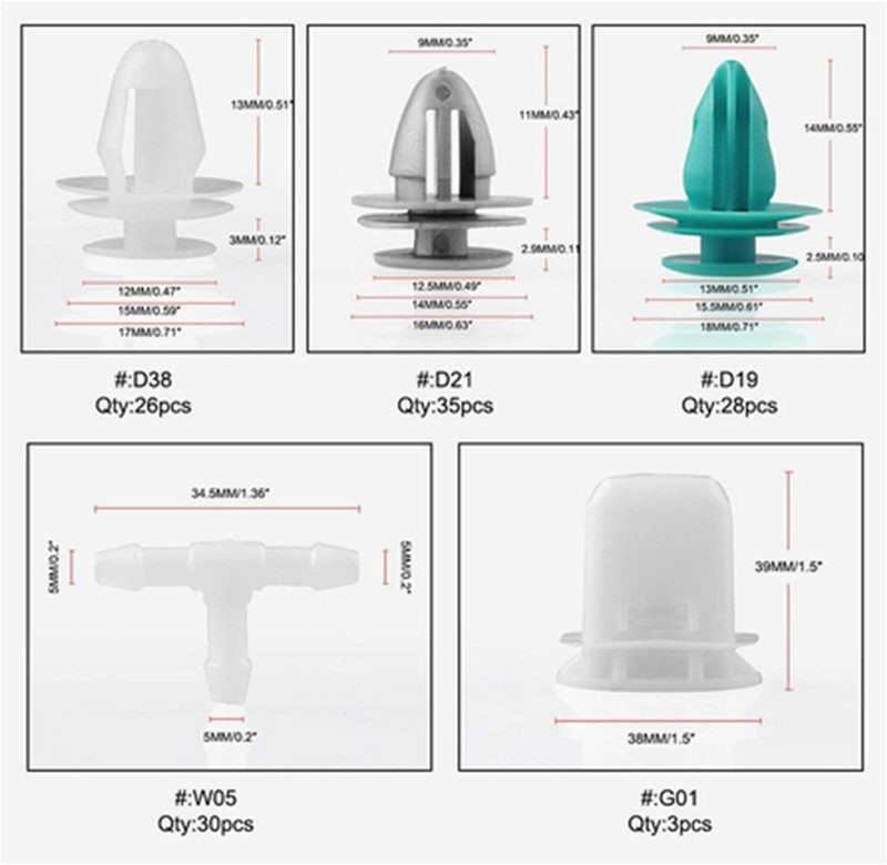 Kit de 730 remaches de plástico para carrocería de coche, clips y molduras.