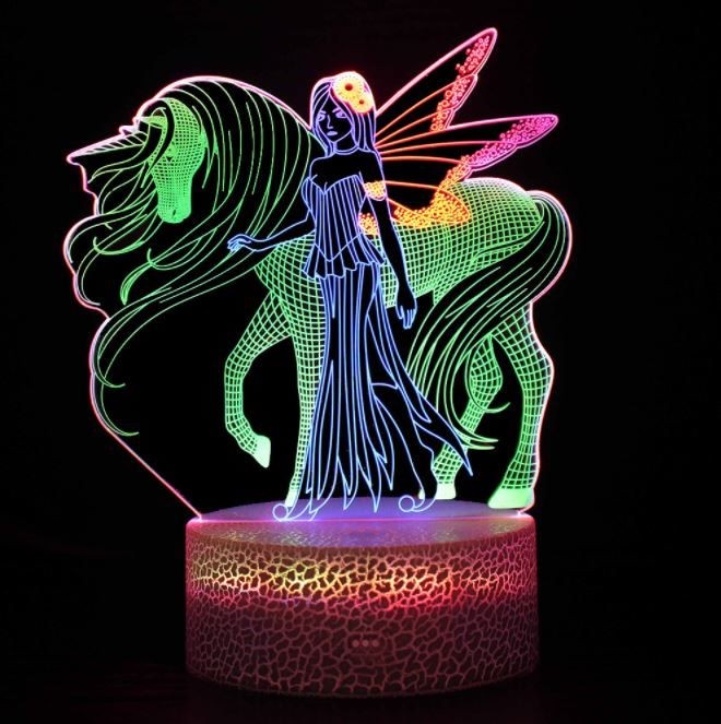 Unicornio, luz nocturna dinámica 3D, alimentación por USB o batería, color cambiante dinámico