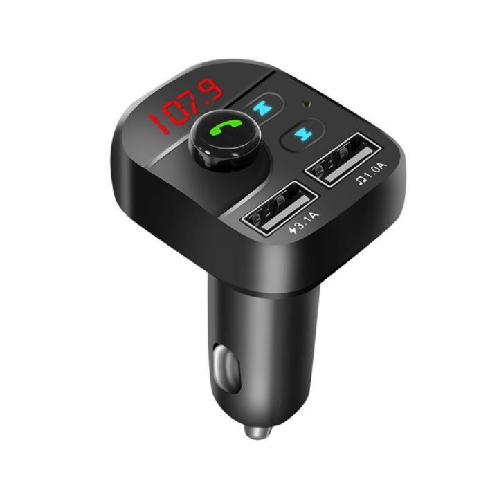 Kit manos libres inalámbrico Bluetooth para coche, transmisor FM con cargador USB doble
