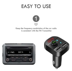 Kit manos libres inalámbrico Bluetooth para coche, transmisor FM con cargador USB doble