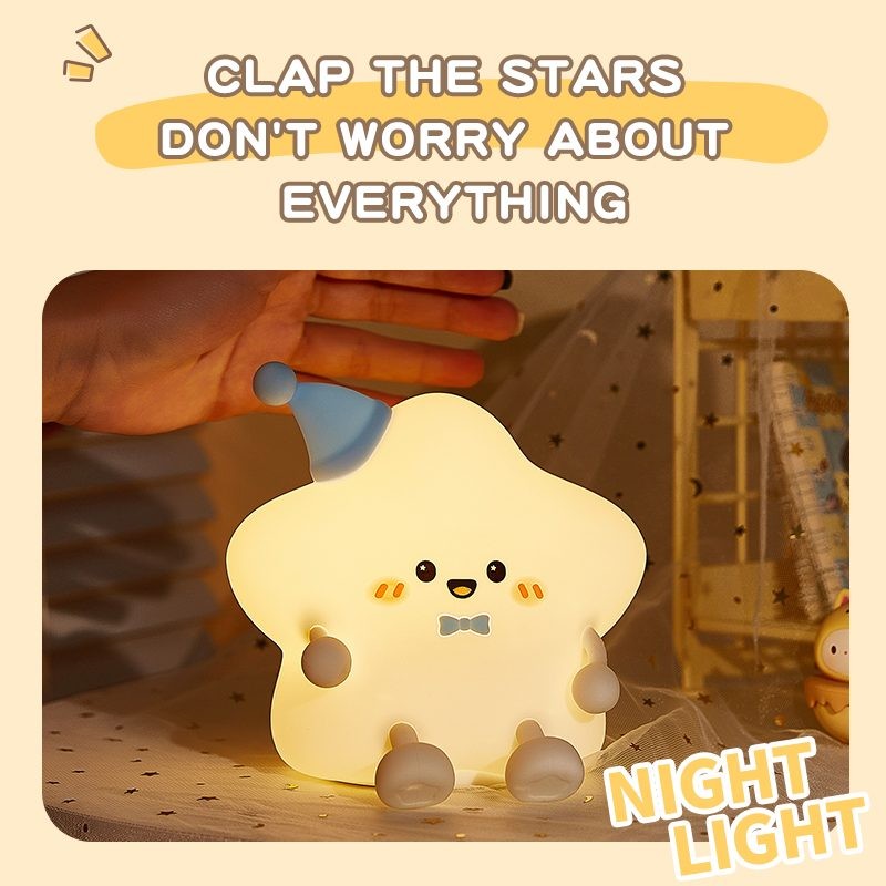 Lámpara de silicona con forma de estrella, el color se puede cargar.