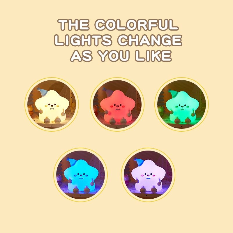 Lámpara de silicona con forma de estrella, el color se puede cargar.