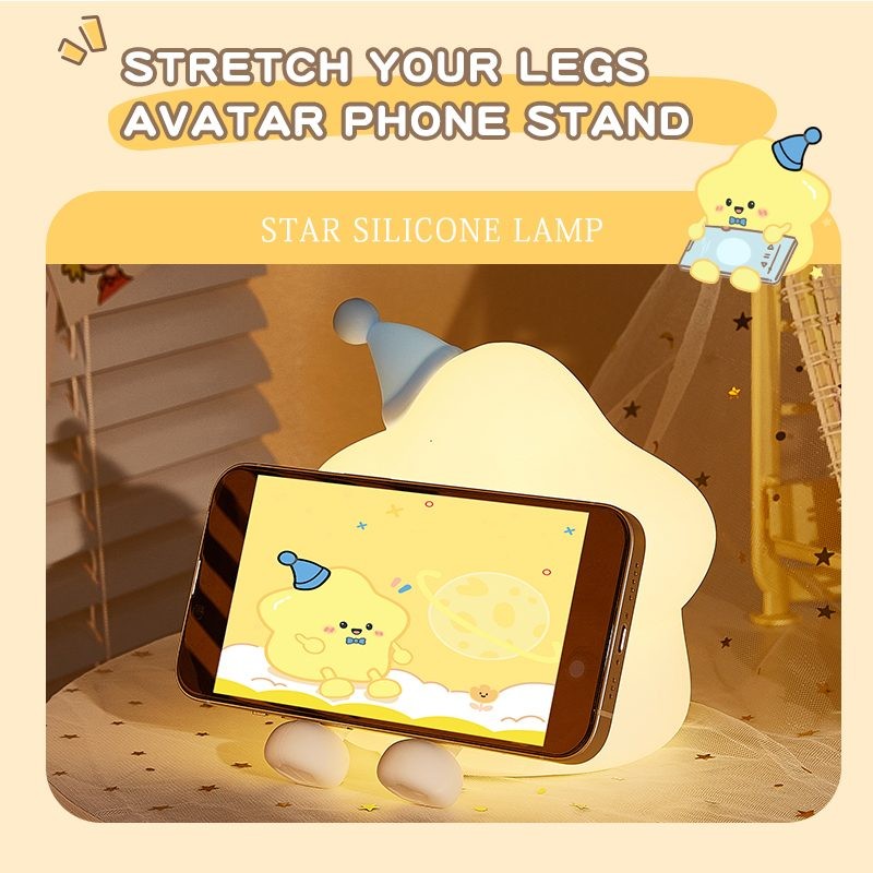 Lámpara de silicona con forma de estrella, el color se puede cargar.