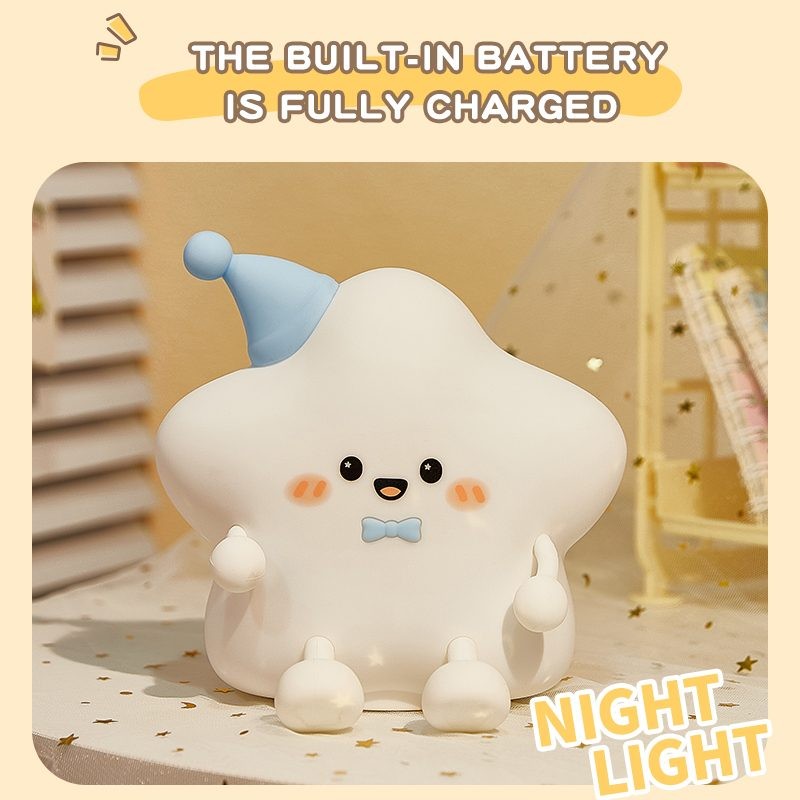 Lámpara de silicona con forma de estrella, el color se puede cargar.