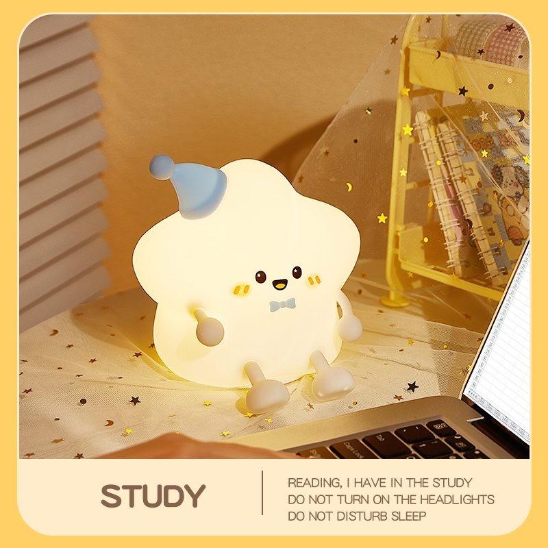 Lámpara de silicona con forma de estrella, el color se puede cargar.