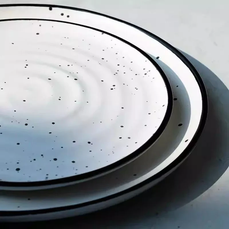 Plato decorativo de cerámica para carne con manchas, bandeja y vajilla