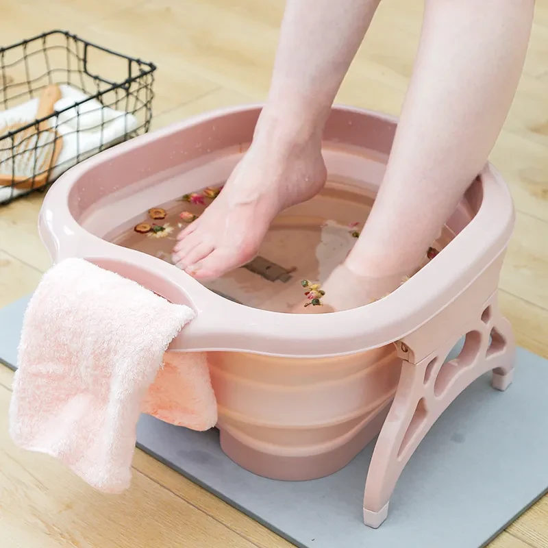 Lavabo plegable para pies, de plástico, con patas y preservación del calor, portátil, para uso doméstico.