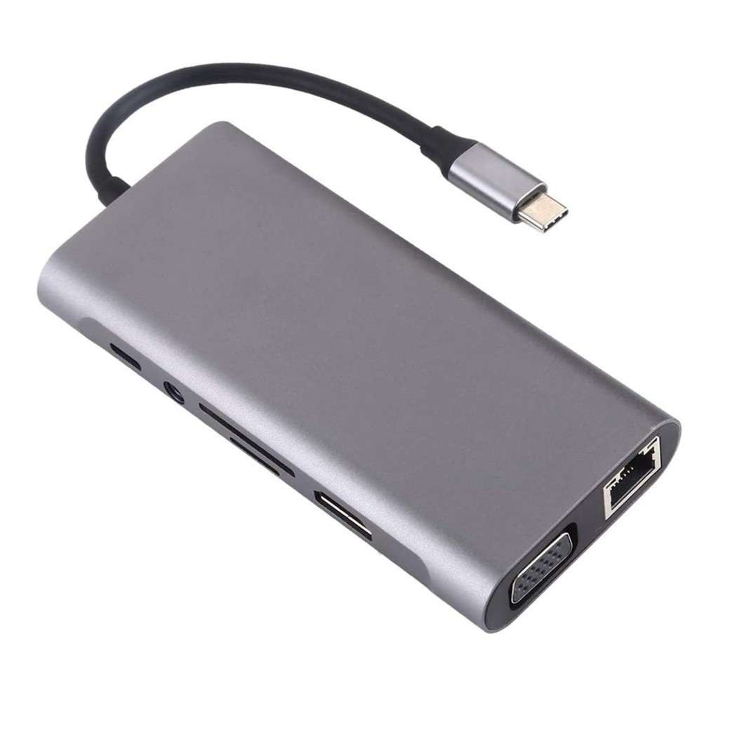 Estación de acoplamiento tipo C 11 en 1 con tarjeta de red HDMI y convertidor todo en uno