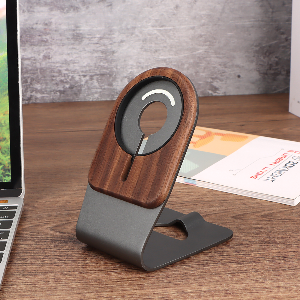 Base para teléfono móvil de madera y aleación de aluminio