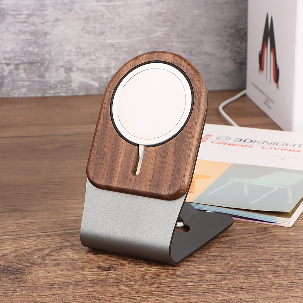 Base para teléfono móvil de madera y aleación de aluminio
