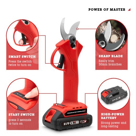 Tijeras de podar recargables, eléctricas y de mano, herramientas de jardinería