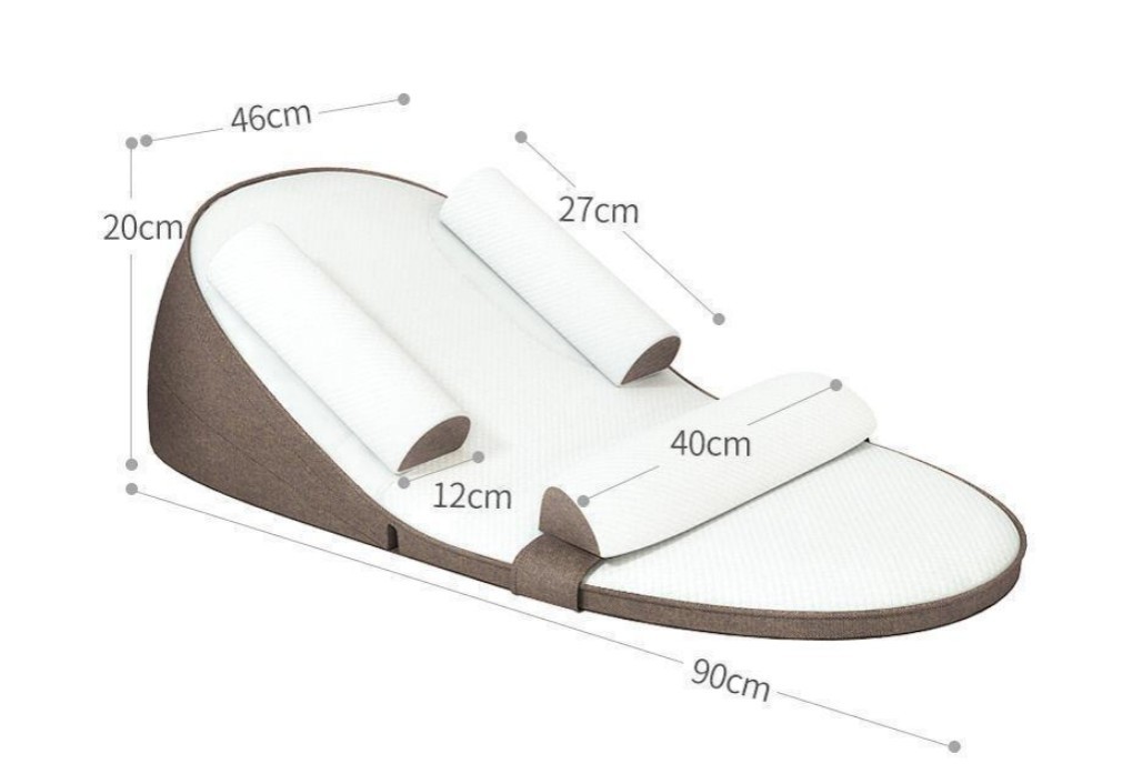 Almohada tipo rampa para evitar derrames de leche de bebé