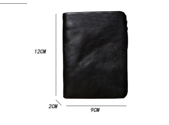 Cartera corta informal vertical de cuero genuino con cremallera para hombre