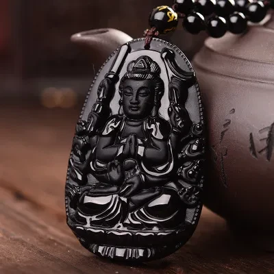 Colgante de Buda de obsidiana