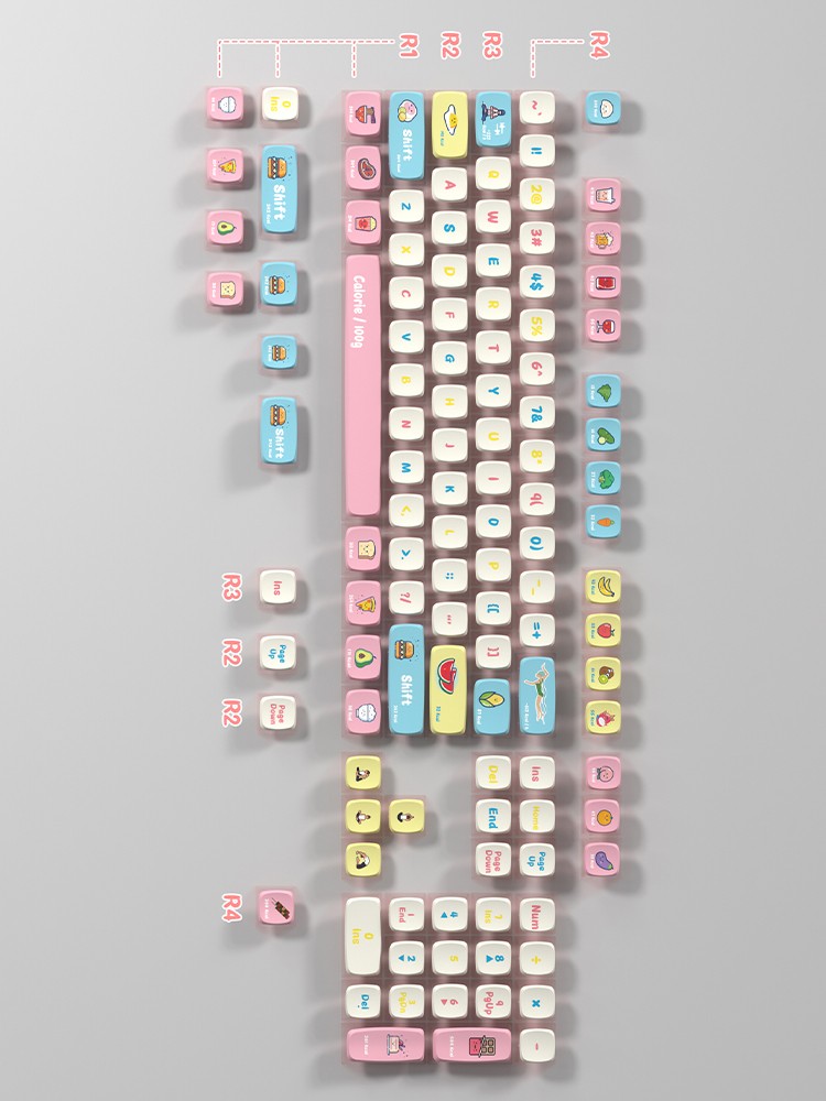 Tecla transparente PBT con sublimación térmica de 118 teclas