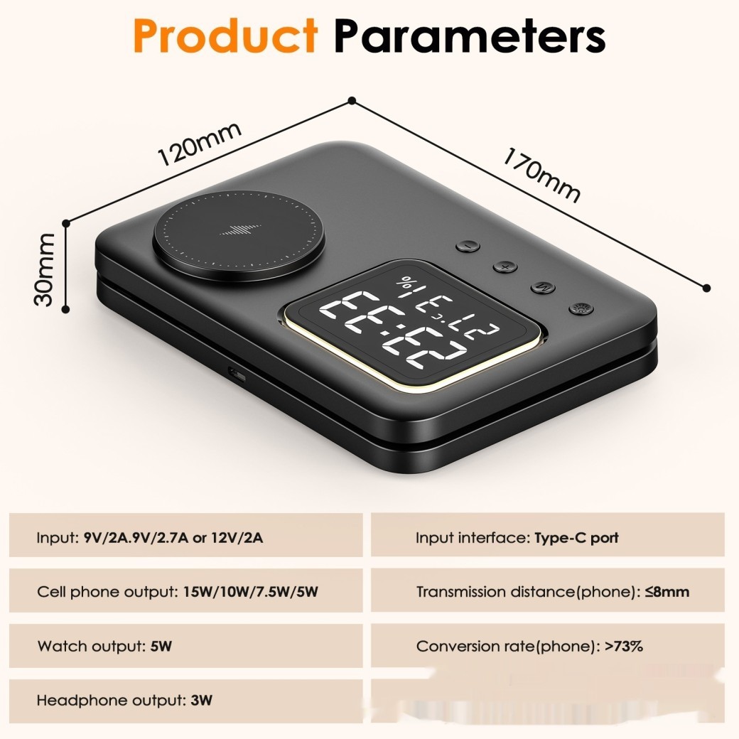 Soporte multifunción para reloj, temperatura adecuada, teléfono móvil, reloj, cargador magnético