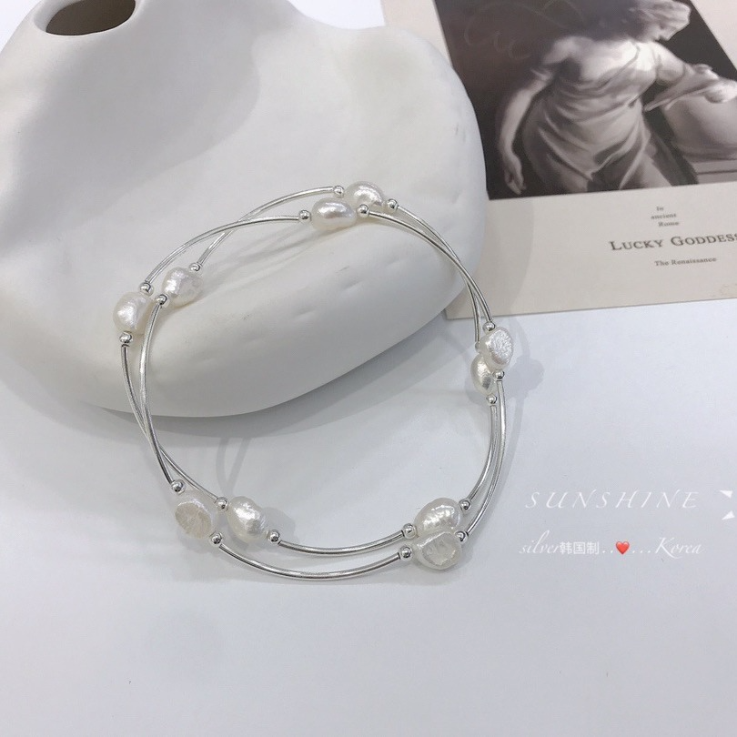 Pulsera de perlas barrocas de plata de ley S925