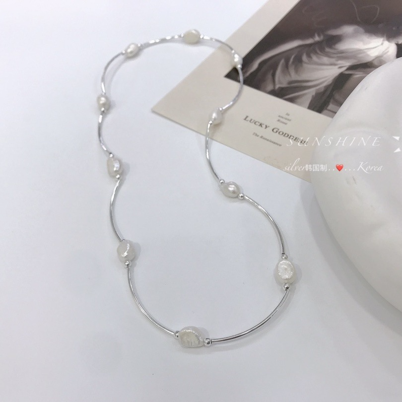 Pulsera de perlas barrocas de plata de ley S925