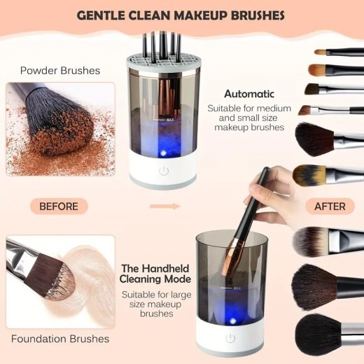 Limpiador automático de brochas de maquillaje, limpiador de brochas de maquillaje giratorio, USB, portátil, eléctrico, para maquillaje cosmético, lavadora rotativa