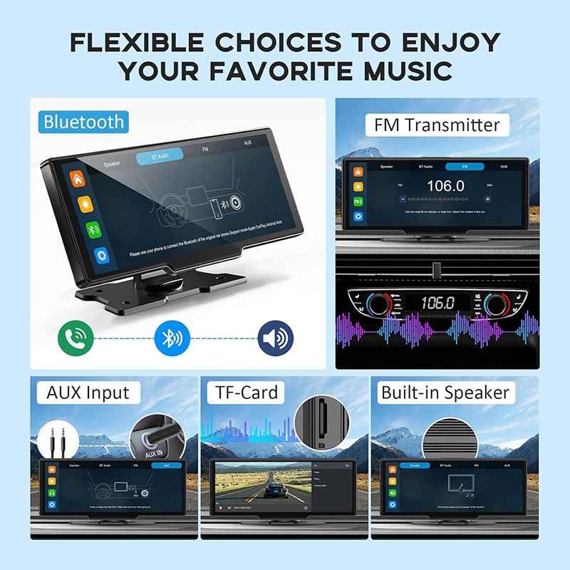 Navegador para coche con pantalla táctil de 1026 pulgadas, todo en uno, grabación frontal y trasera, DVR HD de 1080p.