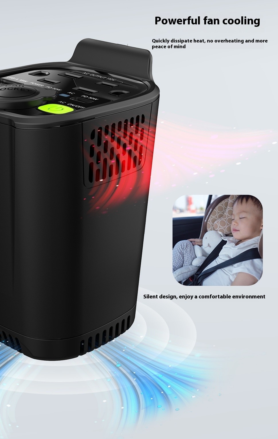 Cargador de coche inversor de 150 W de 12 V a 110 V