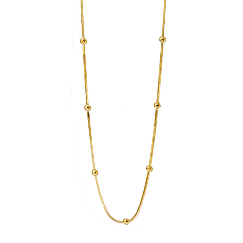 Collar de plata de ley 925 para mujer, cadena de bolas, cadena de huesos de serpiente, adorno Qingdao