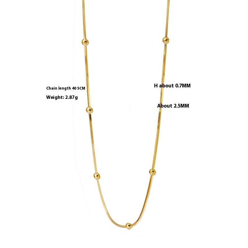 Collar de plata de ley 925 para mujer, cadena de bolas, cadena de huesos de serpiente, adorno Qingdao