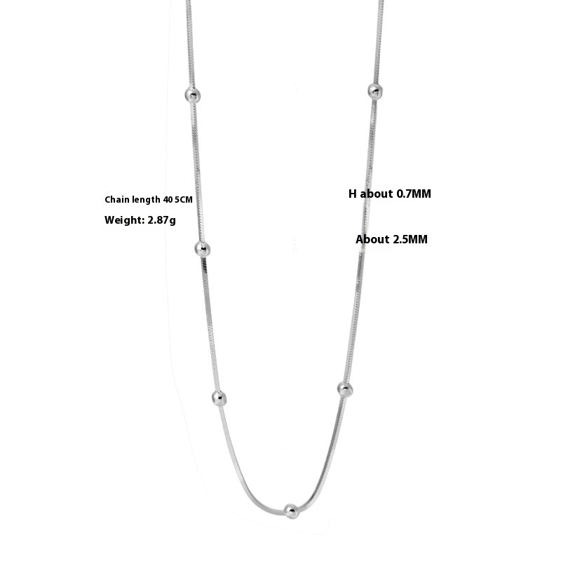 Collar de plata de ley 925 para mujer, cadena de bolas, cadena de huesos de serpiente, adorno Qingdao