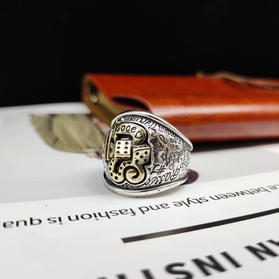 Anillo retro personalizado con grafiti callejero de hip-hop en plata de ley S925
